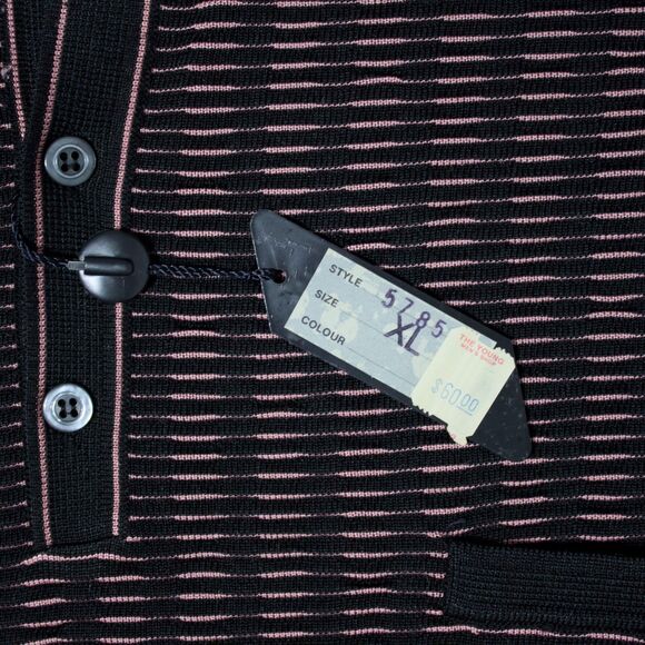 VTG NWT L Virany 60s Style Collared Knit Sweater Black Pink Made in Italy Men XL - Picture 7 of 11